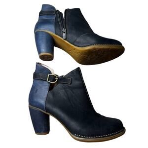 El Naturalista Women's N472 Colobri Navy Blue leather Heeled Ankle Boots Size 39